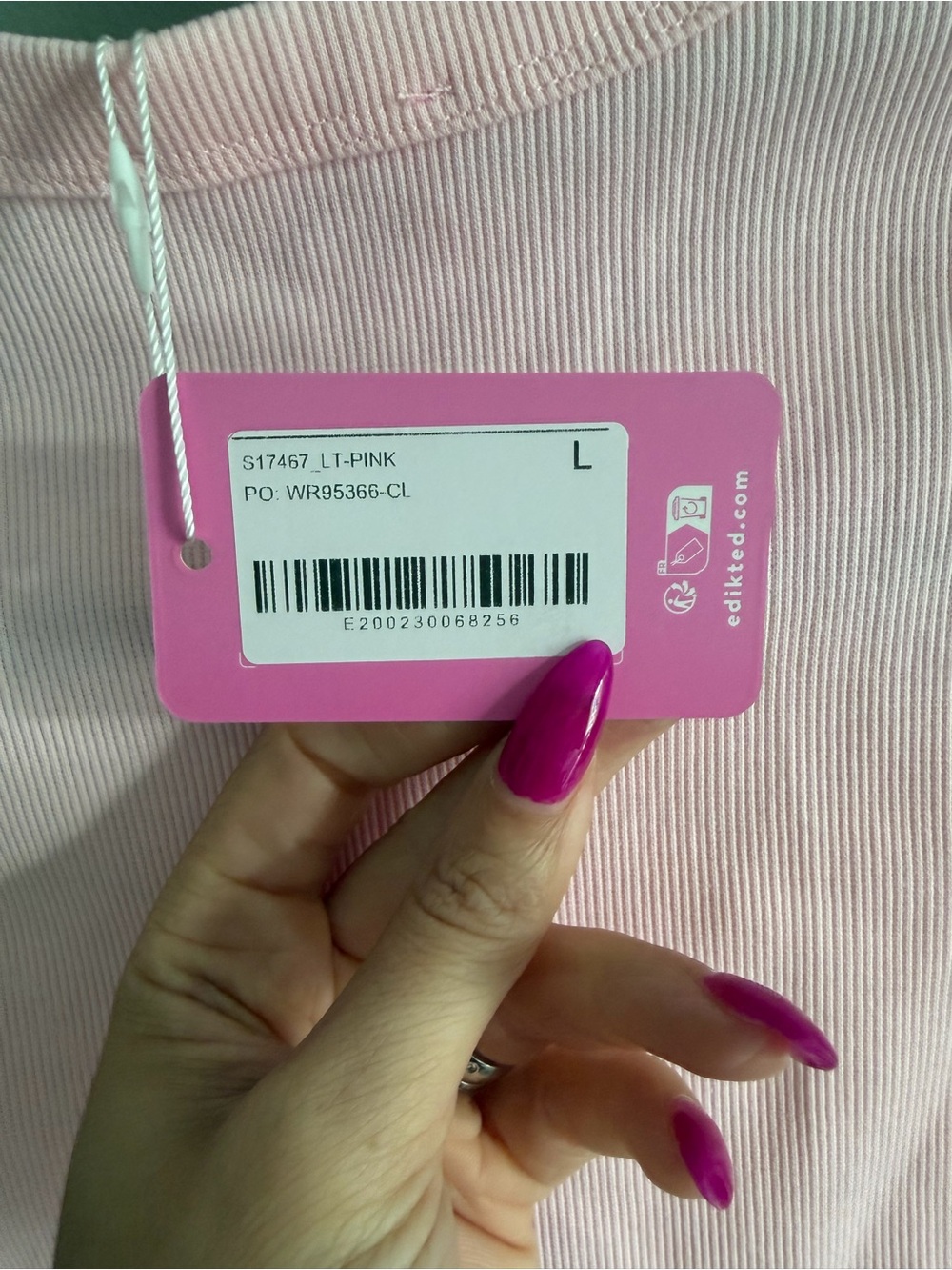 Edikted Pastel Pink Ribbed Button-Front Crop Tank - Picture 3 of 5